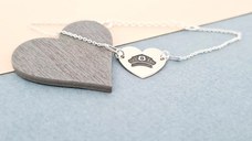 Bratara Inima cu cascheta de politist gravata - Argint 925, lantisor