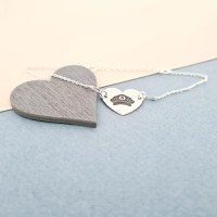 Bratara Inima cu cascheta de politist gravata - Argint 925, lantisor - 1