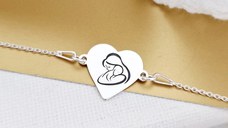 Bratara inima - Imbratisare Mama si Bebe - Argint 925 - cu lantisor