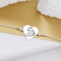 Bratara inima - Imbratisare Mama si Bebe - Argint 925 - cu lantisor - 1