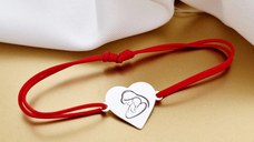 Bratara inima - Imbratisare Mama si Bebe - Argint 925 - Snur reglabil