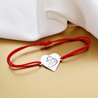 Bratara inima - Imbratisare Mama si Bebe - Argint 925 - Snur reglabil - 1