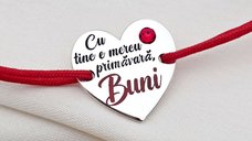 Bratara Inima Primavara Mea Buni - Argint 925 cu Cristal Swarovski si Snur Reglabil