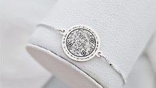 Bratara Iubire transmisa - Banut 16 mm cu amprenta vocala si Qr Code - Argint 925 - Lant glisant