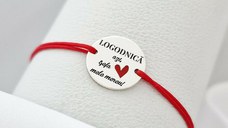 Bratara logodnica azi, sefa inimii mele mereu - Argint 925 si email rosu - Snur reglabil