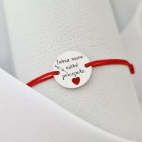 Bratara maini pricepute - inima cu email rosu - Argint 925 - Snur reglabil - 1
