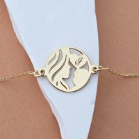 Brățară Mama și Bebe cu Bănuț Personalizat și Inimă Gravată - Argint 925 placat cu Aur Galben 18K - 1