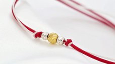 Bratara Martisor - 3 Bilute Simetrie - Argint 925 - Snur combinat Rosu&Alb