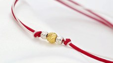 Bratara Martisor - 3 Bilute Simetrie - Argint 925 - Snur combinat Rosu&Alb