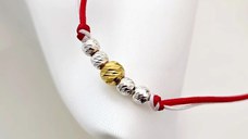 Bratara Martisor - 5 Bilute Simetrie - Argint 925 - Snur combinat Rosu&Alb