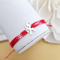Bratara Martisor - Simbol cosar din Argint 925 - Snur impletit rosu&alb - 1