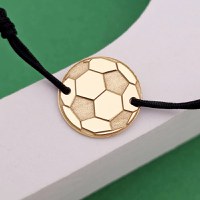 Bratara Minge Fotbal - Argint 925 placat cu Aur Galben 18K, snur reglabil - 1