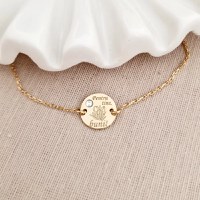 Bratara Pentru tine buni - Argint 925 placat cu Aur Galben 18K si Cristal Swarovski - cu lantisor - 1