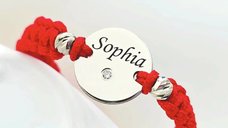 Bratara personalizabila cu Banut de 10 mm si Diamant Natural - Argint Rodiat si Snur Impletit