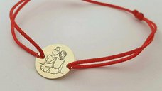 Bratara personalizata 2 surori - banut 12 mm din Aur Galben 14K cu snur reglabil