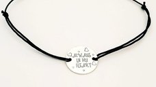 Bratara personalizata Always in my heart - Argint 925 cu snur negru