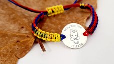 Bratara Personalizata Banut 15 mm - Pui de Roman - Argint 925 cu Snur Impletit Tricolor