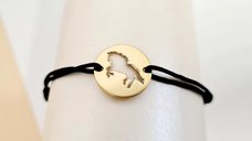 Bratara personalizata - Banut de 15 mm - Cal decupat - Argint 925 placat cu Aur Galben 18K - snur reglabil