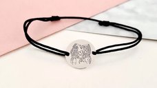 Bratara personalizata - Banut de 15 mm - Model gravat legatura surori/prietene - Argint 925 - snur reglabil
