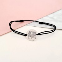 Bratara personalizata - Banut de 15 mm - Model gravat legatura surori/prietene - Argint 925 - snur reglabil - 1