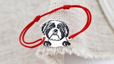 Bratara personalizata - Caine rasa Shih Tzu - Argint 925 - snur reglabil diverse culori