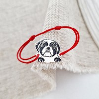 Bratara personalizata - Caine rasa Shih Tzu - Argint 925 - snur reglabil diverse culori - 1