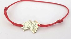 Bratara personalizata Chic Bijoux cu ingeras si elefant, aur galben 14K, snur reglabil