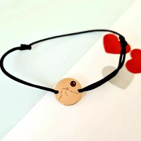 Bratara personalizata - Constelatie si cristal Swarovski - Banut de 12 mm - Argint Placat cu Aur Galben 18K - snur reglabil - 1