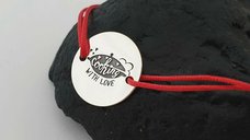Bratara personalizata Cooking with Love - Pandantiv Argint 925 de 15 mm cu snur reglabil