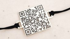 Bratara personalizata cu cod QR - Argint 925 si snur ajustabil