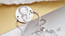Bratara personalizata cu Diamant natural - Mama si fiica - Lantisor glisant ajustabil - Argint 925