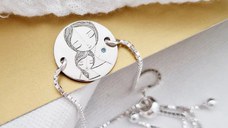 Bratara personalizata cu Diamant natural - Mama si fiica - Lantisor glisant ajustabil - Argint 925