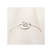Bratara personalizata cu Diamant natural turcoaz- Mama si bebe - Lantisor glisant ajustabil - Argint 925 - 1