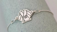 Bratara personalizata cu lantisor - Kimono Karate - Argint 925