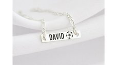 Bratara personalizata cu minge de fotbal - Argint 925 - Lantisor pentru fata sau baiat