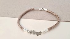 Bratara personalizata cu nume - Argint 925 - Snur 3 mm si inchizatoare tip carabina
