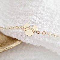 Bratara personalizata cu nume - Forma Soricel - Aur Galben 9K - Cu lantisor fata/baiat - 1