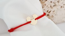 Bratara personalizata cu nume - Forma Soricel - Aur Galben 9K - snur reglabil