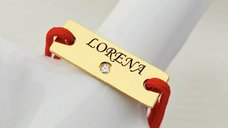 Bratara Personalizata cu Nume si Diamant pentru Bebe - Argint 925 Placat cu Aur Galben 18K, Snur Reglabil