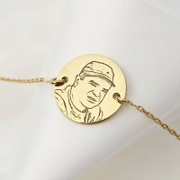 Bratara personalizata cu poza - Amintiri clădite - Banut 15 mm cu lantisor - Argint 925 placat cu Aur Galben 18K - 1