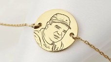 Bratara personalizata cu poza - Amintiri clădite - Banut 15 mm cu lantisor - Argint 925 placat cu Aur Galben 18K