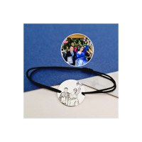 Bratara personalizata cu poza - Emotii surprinse - Banut 19 mm - Argint 925 - Snur reglabil, diverse culori - 1