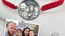 Bratara personalizata cu poza - Floare de nu ma uita - Model fotogravura relief - Argint 925 - Snur impletit