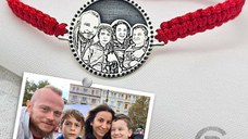 Bratara personalizata cu poza - Floare de nu ma uita - Model fotogravura relief - Argint 925 - Snur impletit
