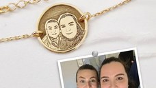 Bratara personalizata cu poza - Mereu aproape - Model fotogravura relief - Argint 925 placat cu Aur Galben 18K