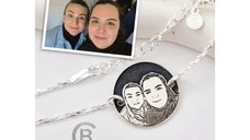 Bratara personalizata cu poza - Mereu aproape - Model fotogravura relief - Argint 925