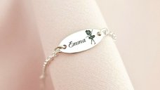 Bratara personalizata cu simbol balerina - Argint 925 - Lantisor pentru fete si baieti