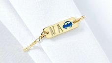 Bratara personalizata cu simbol masinuta - Argint 925 placat cu Aur Galben 18K - Lantisor pentru copii