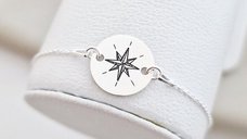 Bratara personalizata cu simbol materie scoala - Geografie - Banut de 15 mm cu lantisor - Argint 925