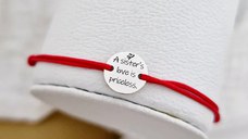Bratara personalizata - Dragoste de sora - Banut de 10 mm - Argint 925 - Snur reglabil